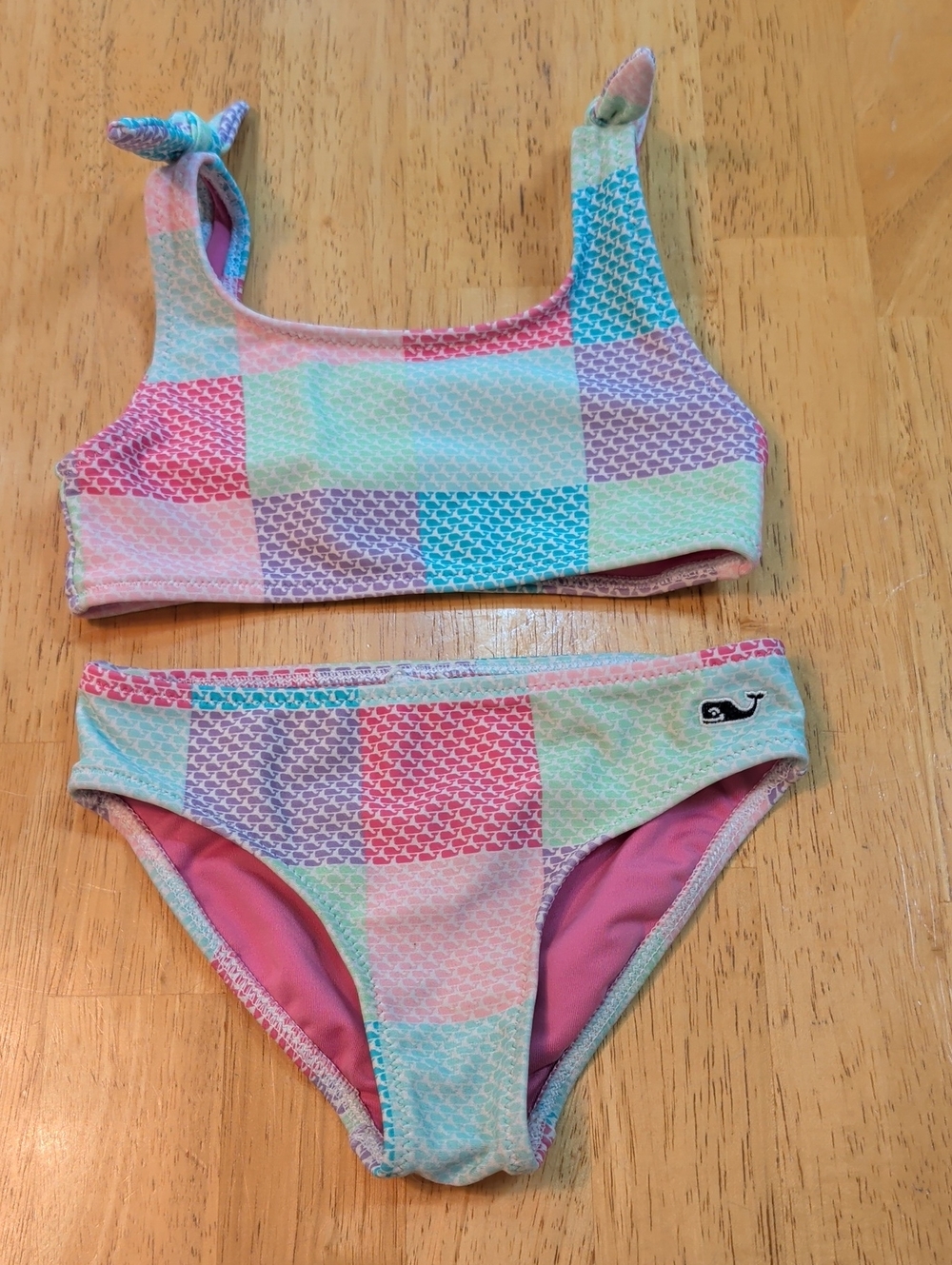 Vineyard Vines Pastel Patchwork Girls Bikini - Pink, Mint, Lavender, Blue